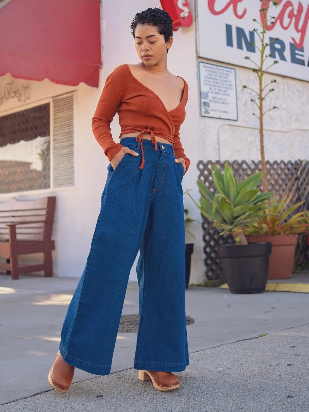 Big Bud Press Wide Leg High-Rise Women’s Jeans - Dark indigo Blue